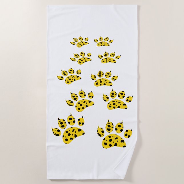 Cheetah Paw Print  Beach Towel (Front)