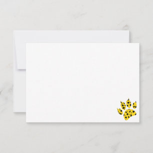 Cheetah Paw Print Custom Blank Thank You Card