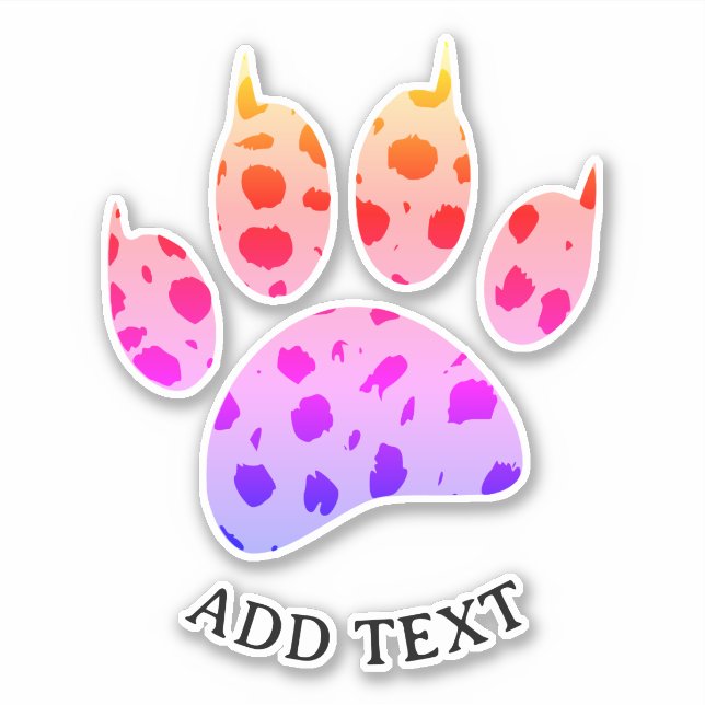 Cheetah Paw Print Custom Text Colourful (Front)