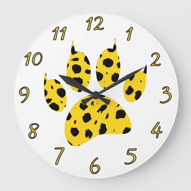 Cheetah Paw Print Large Clock (Front)