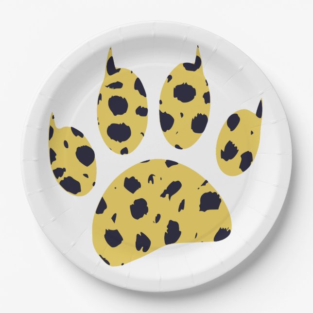 Cheetah Paw Print Paper Plate (Front)