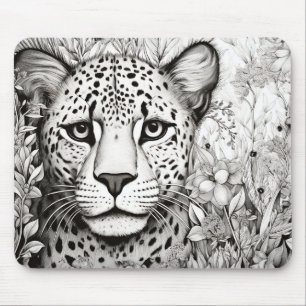 Cheetah Peaceful Nature Prairie Sketch Drawing Art Mouse Pad