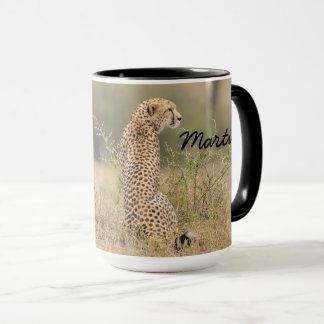Cheetah Personalize Name Black Interior Gift Mug