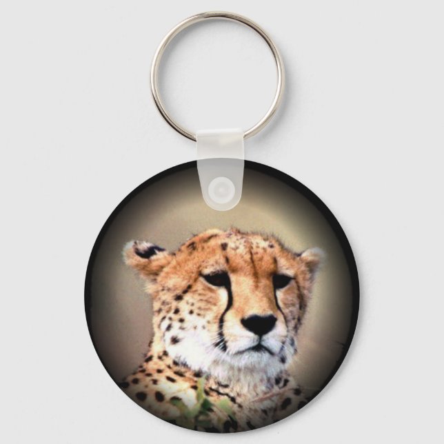 Cheetah Portrait by Full Moon: Nature's Grace Keychain (Front)