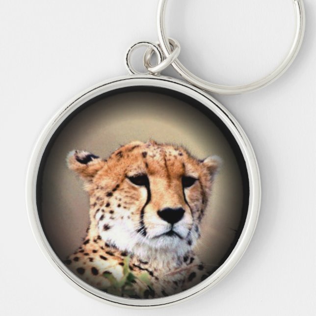 Cheetah Portrait by Full Moon: Nature's Grace Keychain (Front)