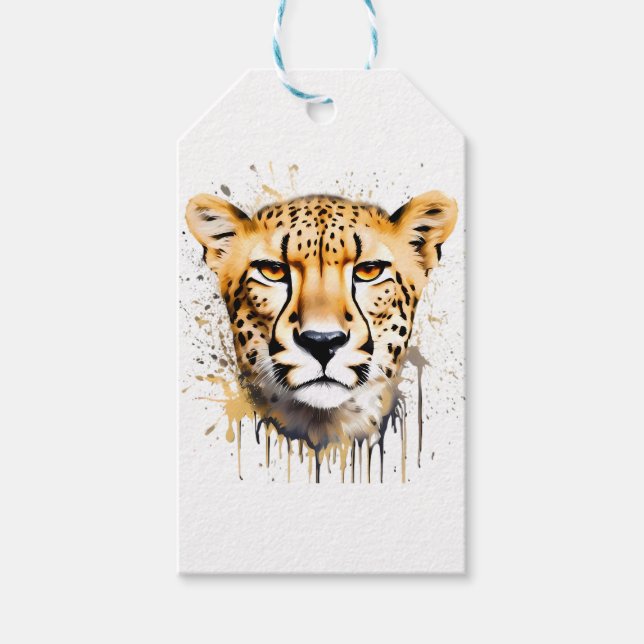 Cheetah Portrait Gift Tags (Front)
