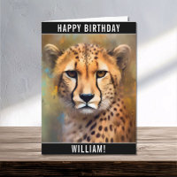 Cheetah Portrait Happy Birthday Name