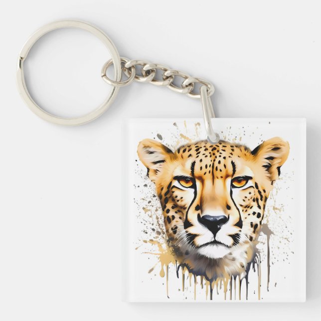 Cheetah Portrait Keychain (Front)