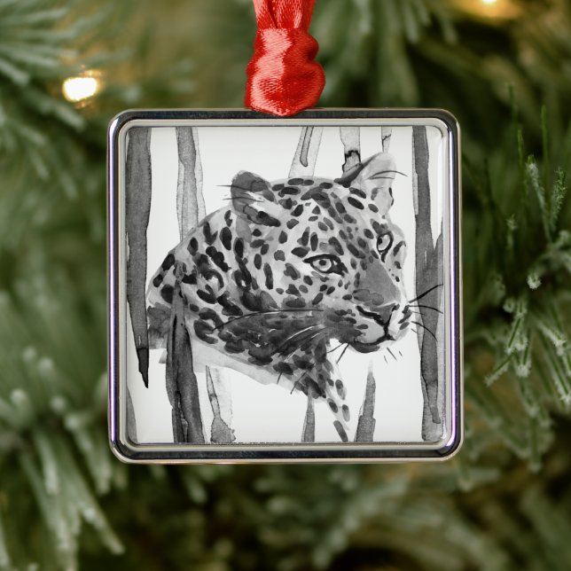 Cheetah Portrait Metal Ornament (Tree)