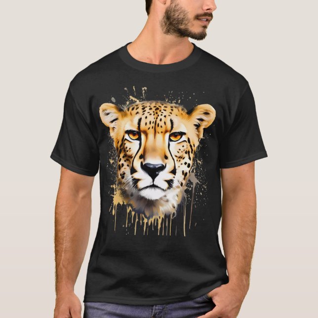 Cheetah Portrait running paint effect T-Shirt (Front)