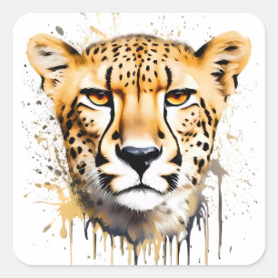 Cheetah Portrait Square Sticker