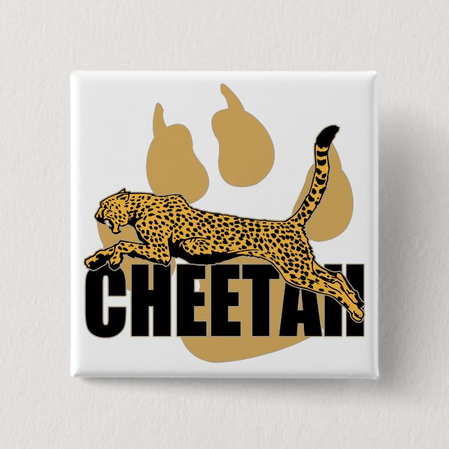Cheetah Power 2 Inch Square Button (Front)