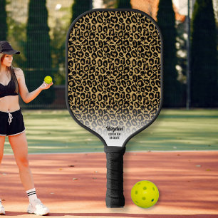 Cheetah Print Animal Pattern Personalized Text Pickleball Paddle