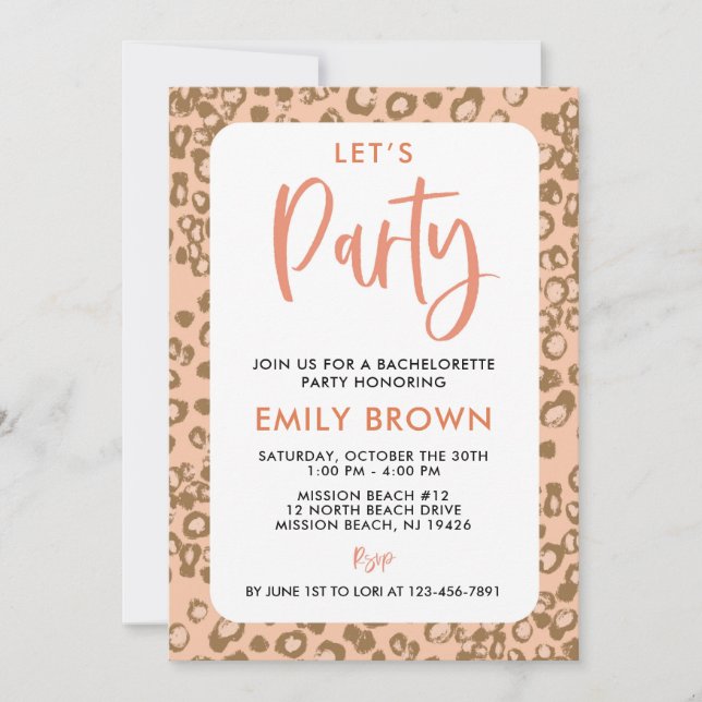 Cheetah Print Birthday or Special Occasion Invitation (Front)