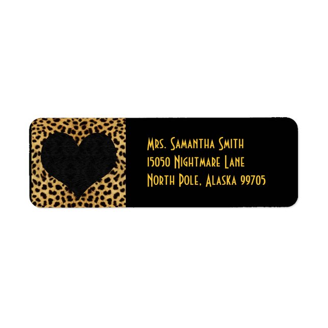 Cheetah Print Black Heart - Adresse personnalisée (Devant)