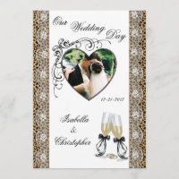 Cheetah Print Champagne Glass Wedding Invitations