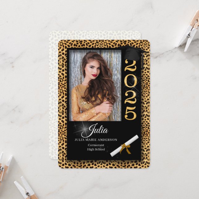 Cheetah Print Class of 2023 Graduation Invitation (Devant/Arrière en situation)