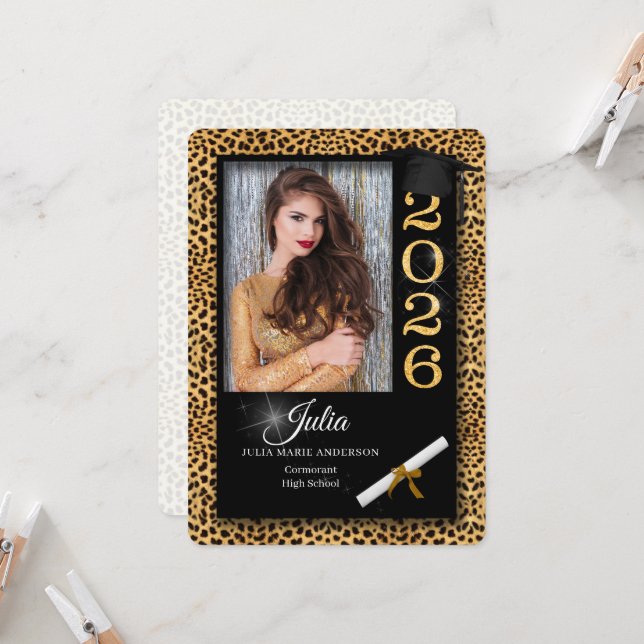 Cheetah Print Class of 2023 Graduation Invitation (Devant/Arrière en situation)
