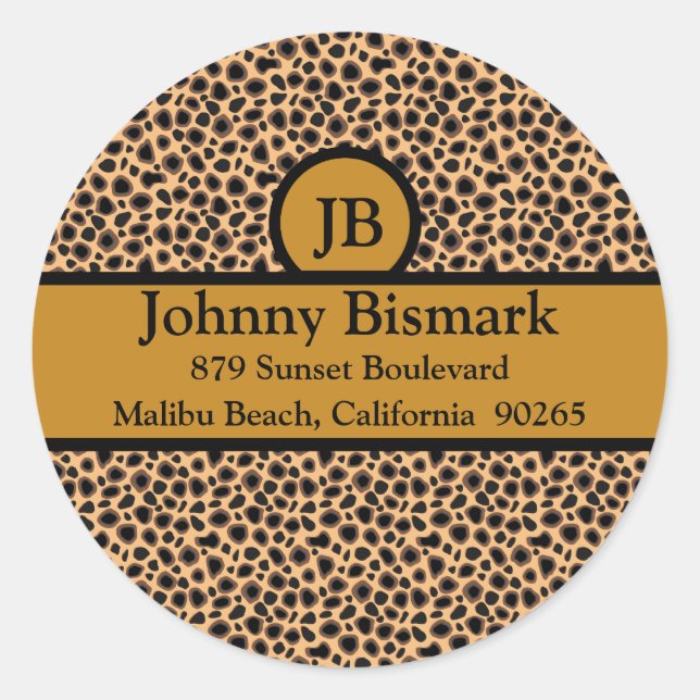 Cheetah Print Customizable Template Classic Round Sticker (Front)
