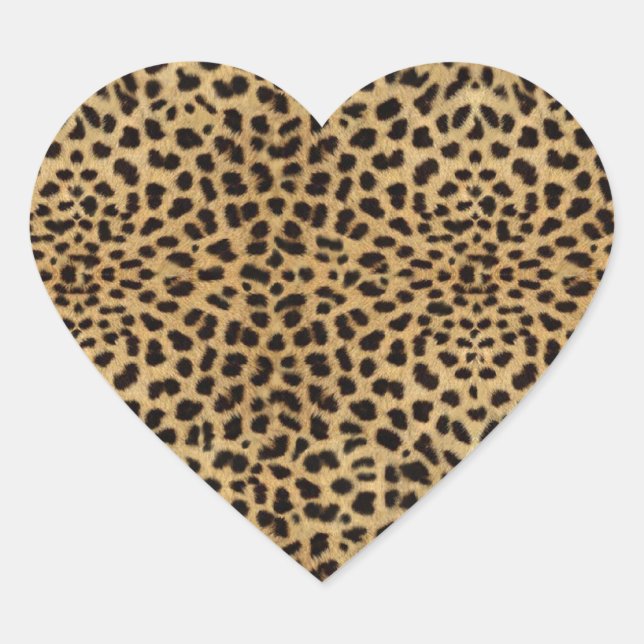 Cheetah Print Heart Sticker (Front)