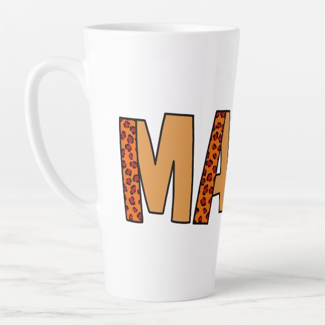 Cheetah Print Leopard Mom Latte Mug (Left)