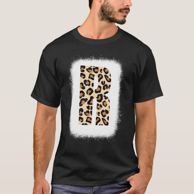 Cheetah Print Letter R  Initial Letter R Leopard B T-Shirt (Front)