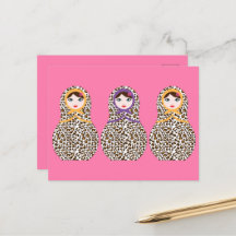 Cheetah Print Matryoshka Carte postale
