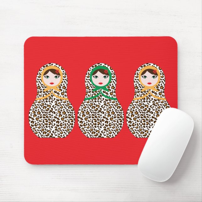 Cheetah Print Matryoshka Mousepad (With Mouse)