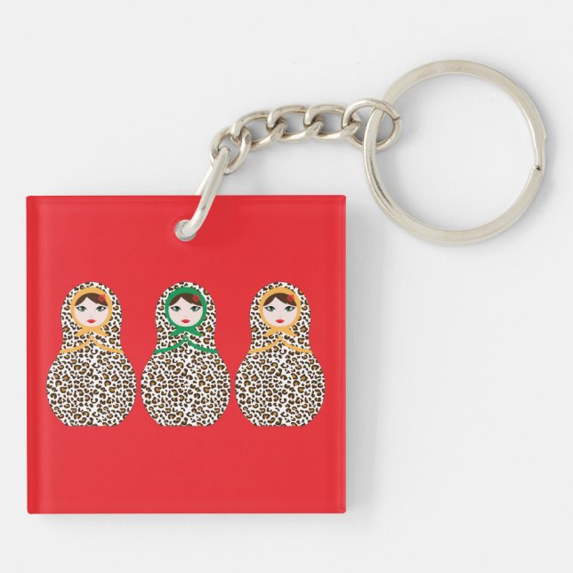 Cheetah Print Matryoshka Porte - clé (Dos)