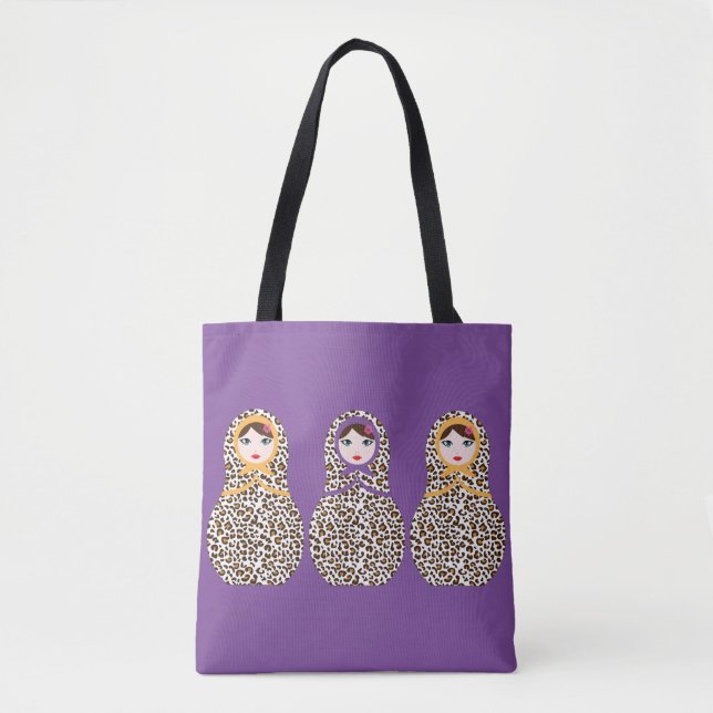 Cheetah Print Matryoshka Tote Bag  (Front)