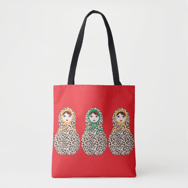 Cheetah Print Matryoshka Tote Bag  (Front)
