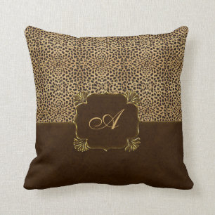 Cheetah Print Monogram Throw Pillow