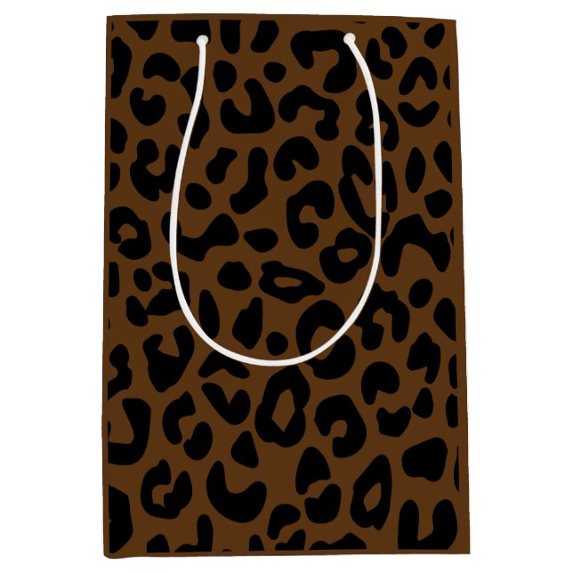 Cheetah Print Pattern Black Brown Medium Gift Bag (Front)