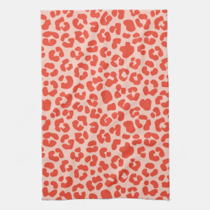 Cheetah Print Pattern Red Kitchen Towel
