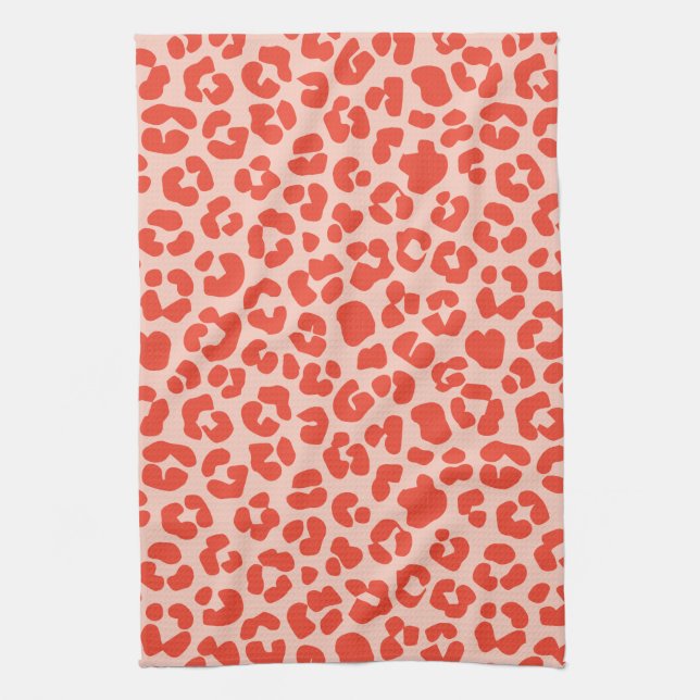 Cheetah Print Pattern Red Kitchen Towel (Vertical)