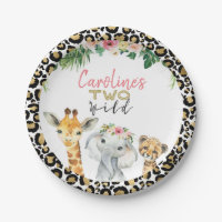Cheetah Print Safari Glitter Two Wild Birthday