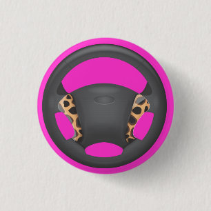 Cheetah Print Steering Wheel 1 Inch Round Button