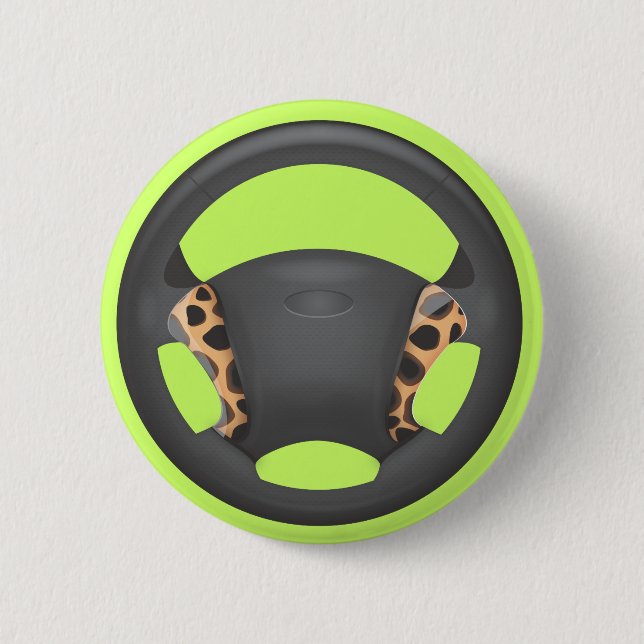 Cheetah  Print Steering Wheel 2 Inch Round Button (Front)