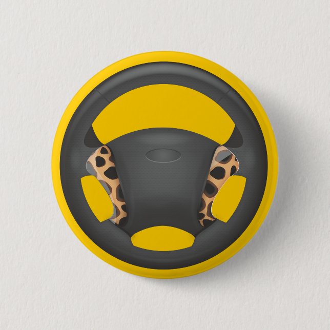 Cheetah  Print Steering Wheel 2 Inch Round Button (Front)