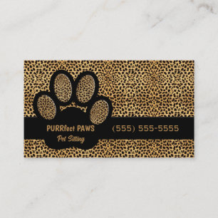 Cheetah Print with Custom Paw Pet Sitter Business Card