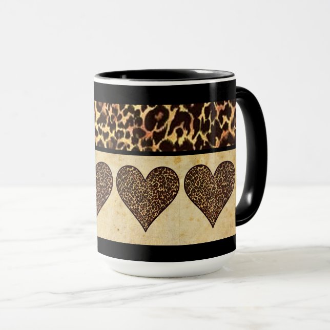 Cheetah Print with Hearts Mug (Front Right)