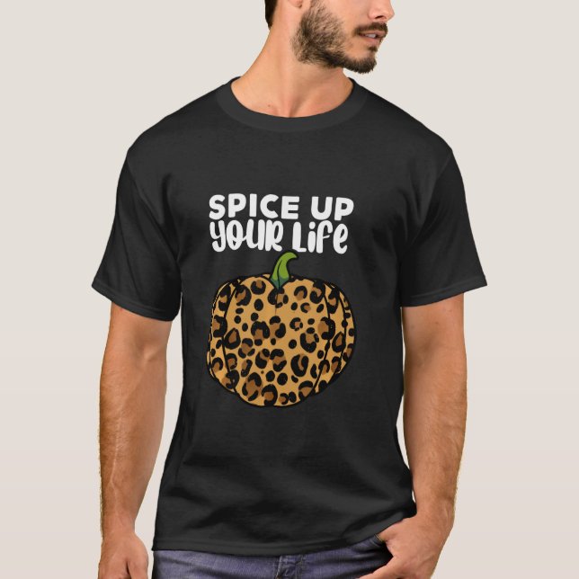 Cheetah Pumpkin Spice Up Your Life Exotic Fall Leo T-Shirt (Front)
