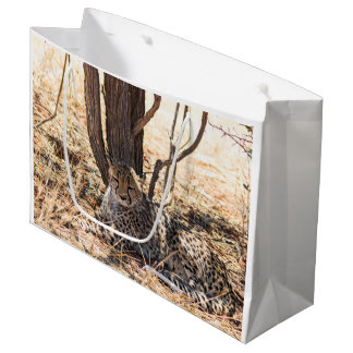 Cheetah relaxing under a tree large gift bag