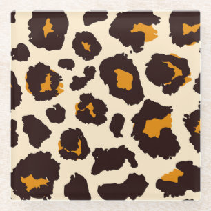 Cheetah Skin, Animal Print Texture. Glass Coaster