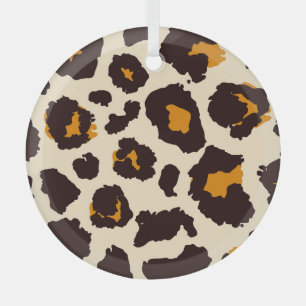 Cheetah Skin, Animal Print Texture. Glass Ornament