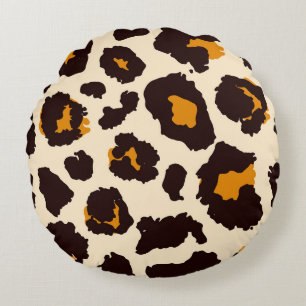 Cheetah Skin, Animal Print Texture. Round Pillow