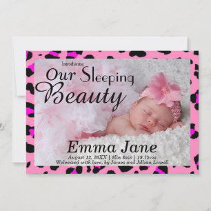 Cheetah Sleeping Beauty Print Birth Announcement
