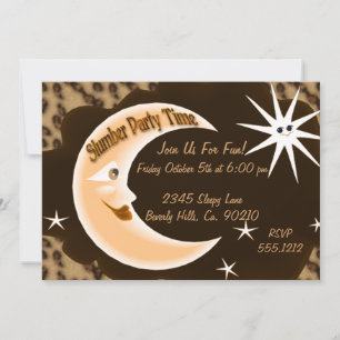 Cheetah Sleepy Moon Slumber Party Invitation