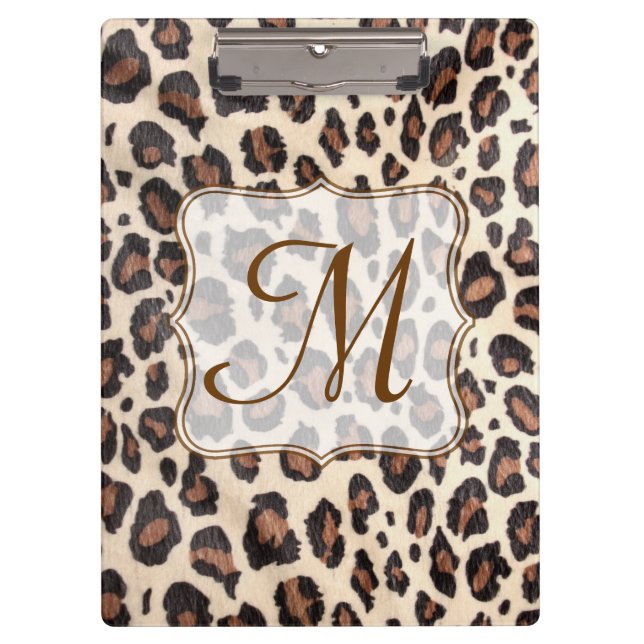 Cheetah Spot Animal Monogram Initial Clip Board (Front)