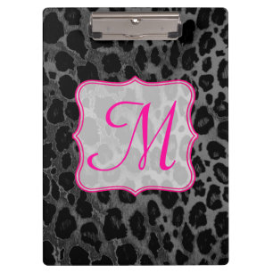 Cheetah Spot Animal Monogram Initial Clip Board